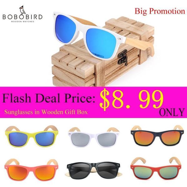 

wood sunglasses bobo bird fashion color sun glass polarized retro women men mirror coating lenses eyewear wooden box, White;black