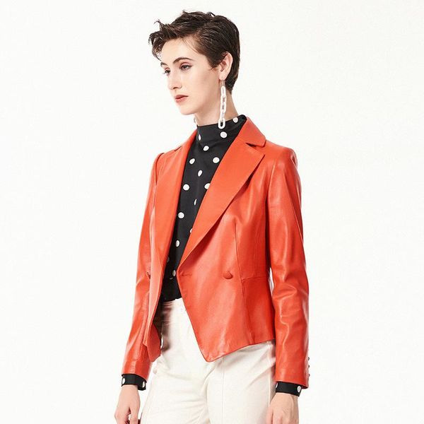 

women's leather & faux autumn genuine jacket women clothes 2021 korean streetwear short sheepskin coat elegant real coats z1702, Black