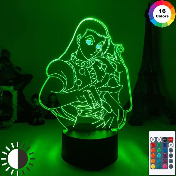

night lights 3d illusion zoldyck family brothers killua & irumi silhouettes lamp otaku bedroom bedside desk dressing table decor light