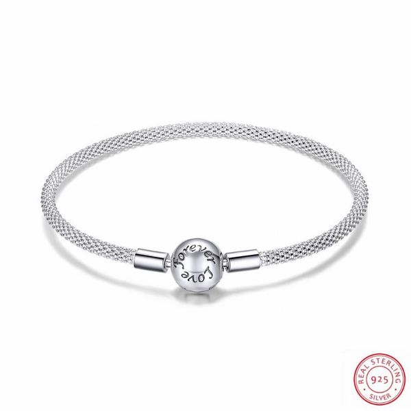 

link, chain &omr 100% authentic 925 sterling silver forever love snake bracelet & bangle fit beads charms women jewelry gifts, Black