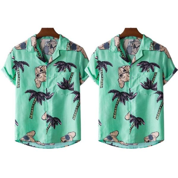 

men's t-shirts mens short sleeve hawaiian shirt summer beach palm blouse casual loose fancy top, White;black