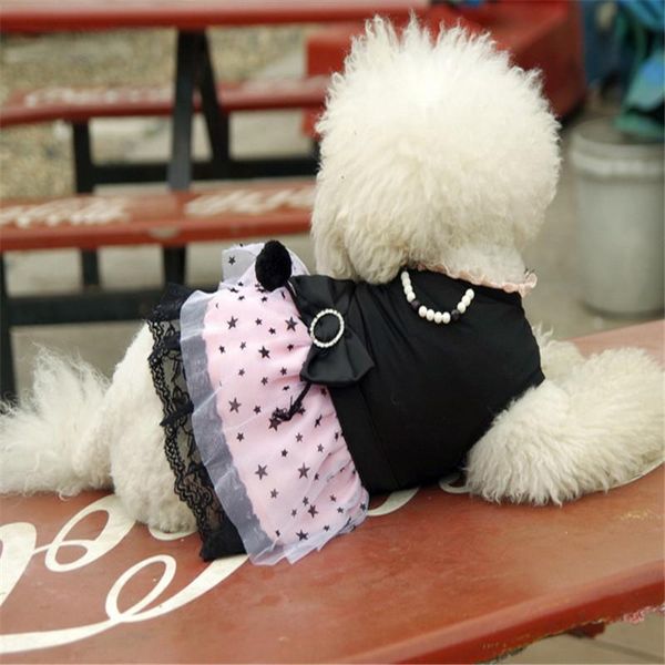 

dog apparel pet clothes puppy princess dresses spring and summer pearls