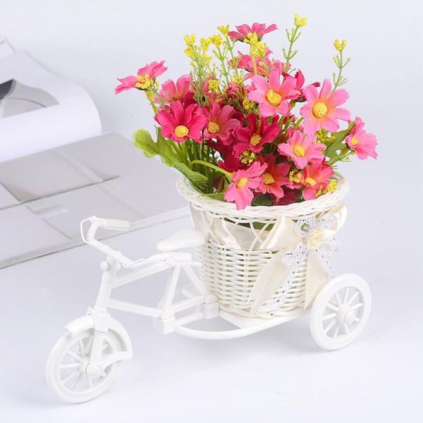 

storage baskets bicycle woven flower basket rattan simulation vase flowerpots containers bike decoration