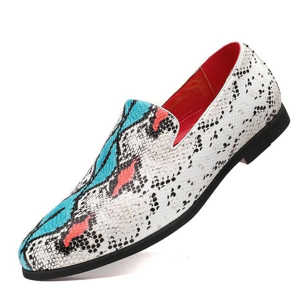 

dress shoes est snake embossing flats loafers luxury business casual leather wedding party plus size 38-48, Black