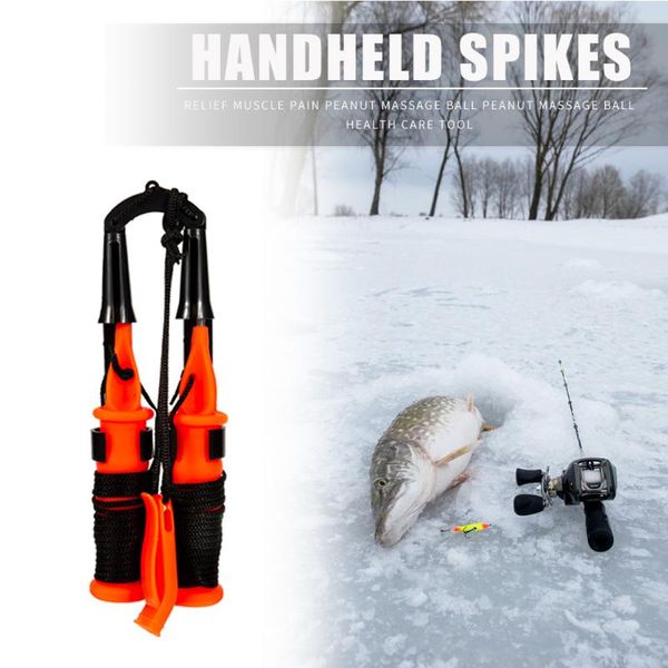 

boat fishing rods stainless steel outdoor ice safety pick handheld spikes life preserver with lanyard tackle tool supplies