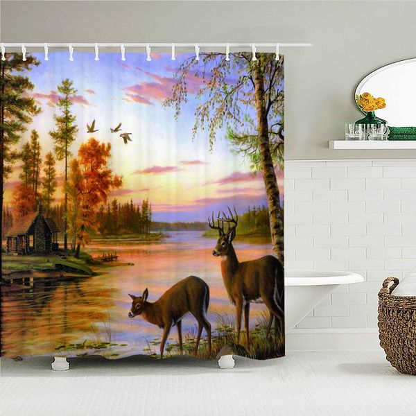 

shower curtains cute animal series elk big tiger curtain waterproof bathroom decoration home