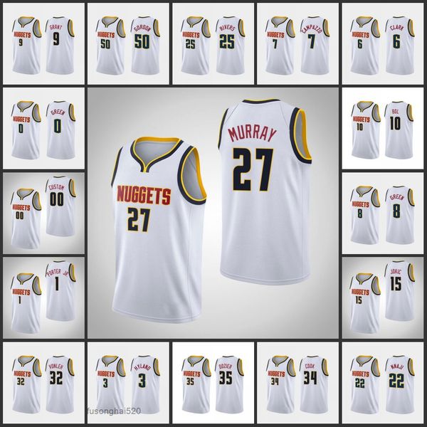

printed custom men denvernuggetsnikolajokic michael porter jr. bol jamal murray jerami grant austin rivers custom white association jersey, Black