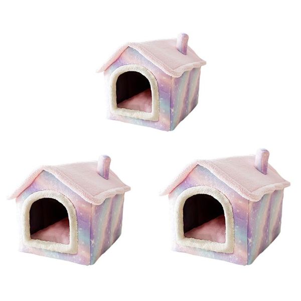 

cat beds & furniture removable bed house kennel nest pet tent dog pink starry warm semi-enclosed plush sleep products