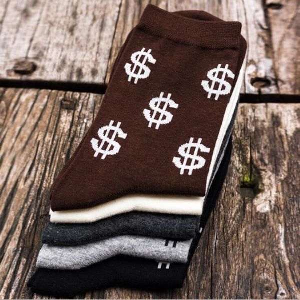 

men ew harajuku money dollar degraded funny socks, Black