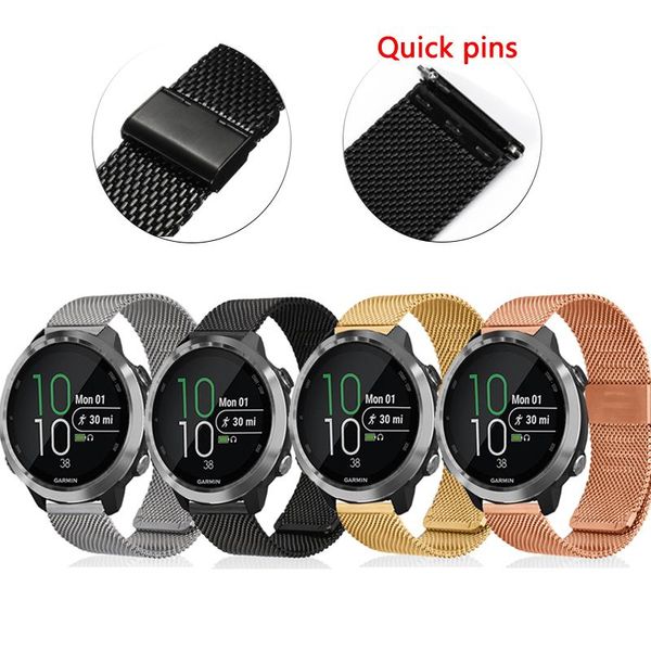 

watch bands milanese stainless steel band strap for garmin forerunner 645 645m 245 245m watchbands 20mm 22mm, Black;brown