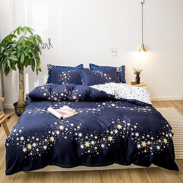

star flower pattern 3/4pcs bed cover set cartoon duvet cover kids boys bed sheets and pillowcases comforter bedding set