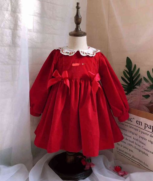 0-7Y Baby Mädchen Herbst Winter Rot Samt Langarm Vintage Türkische Prinzessin Kleid Kleid für Mädchen Weihnachten Geburtstag lässig G1129