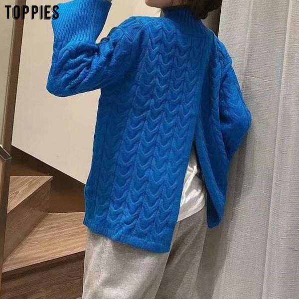 

2021 new winter sweater woman back cross pullover blue rib knitted turtleneck plus size clothing r8ck, White;black