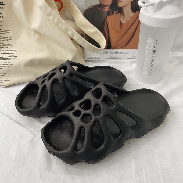 

summer shoes men sandals soft mesh couple beach slippers foam runners comfort flip-flops slipper women swimming sandal, Black