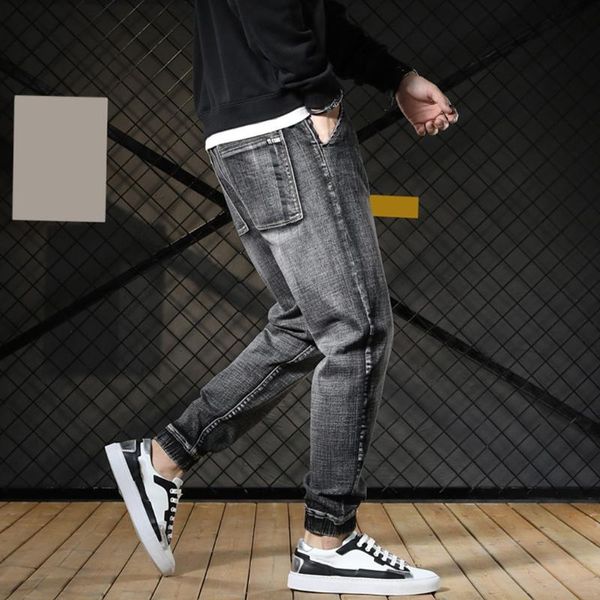 

men's pants 2021 fashion section casual plus size denim safari style trouser loose jeans long z821, Black