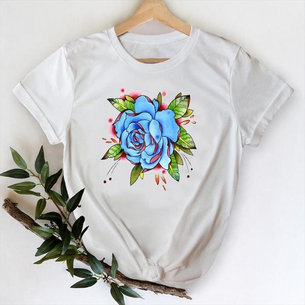 

men casual watercolor floral flower t shirt trend clothes printing graphic lady print female tee, White;black