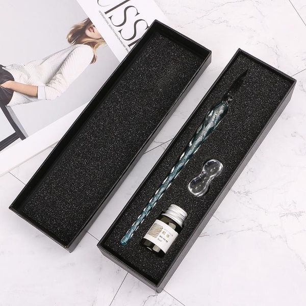 

crystal glass dip pen set non-carbon ink fountain signature pen writing tools