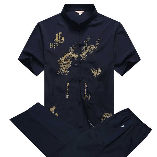 

men's short sleeve tshirt chinese style taiji tang shirt suit, Gray