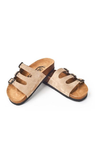 

slippers genuine leather beige women 's, Black