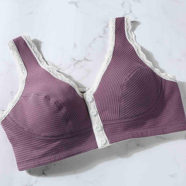 

bras women's front closure bra plus size adjustable sports extra-elastic breathable lace trim bralette mujer, Red;black