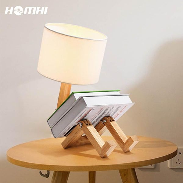 

japanese table lamp bed children decoration on the table wood man bedside cool design modern nordic creative cloth lampshade