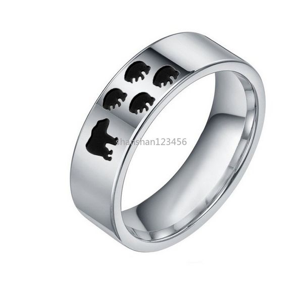 Mutter Tochter Mama Bär Ring Band Finger Edelstahl Tierjunges Ringe für Frauen Modeschmuck Muttertagsgeschenk Will und Sandy