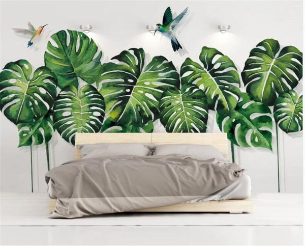 

wallpapers bacal custom 3d wallpaper wall covering simple green tropical plant leave background painting mural decor