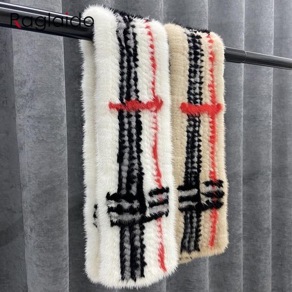 

scarves winter fur scarf for women warm knitted natural mink shawls female stylish plaid 90x12cm, Blue;gray