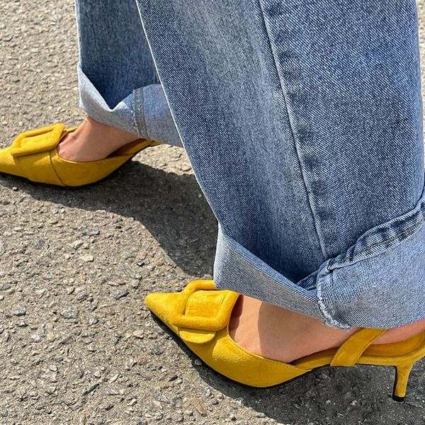 

dress shoes sandals high heels 2021 summer brand woman pumps thin party pointed toe slip on office ladie size 33-42, Black