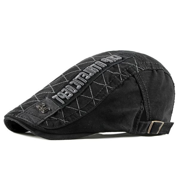 

berets casual men's hats retro hat for women cotton visors embroidery herringbone flat caps artist peaked sboy cap, Blue;gray
