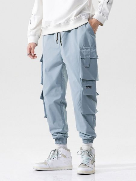 

men letter graphic flap pocket cargo pants a7dv#, Black