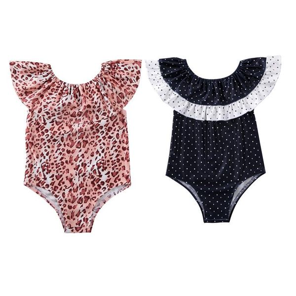 

one-pieces summer cute toddler kids baby girls swimwear fashion leopard dot bikini swimsuit infant children one piece beachwear, Black