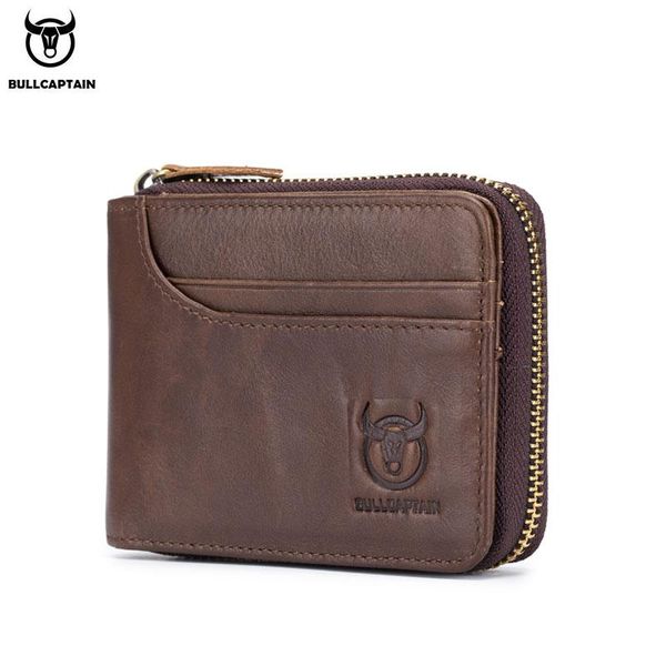 

real leather man wallet men's vintage genuine cowhide small zipper wallets with coin purse pocket p card holder male clutch, Red;black