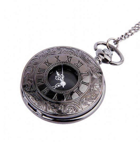 

roman numerals pocket watch black flip watches necklace fashion jewelry for women men christmas gift, Slivery;golden