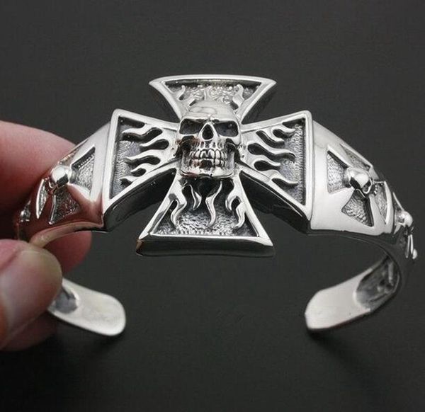 

bangle fashion cross skull open metal bracelet gothic men's jewelry gift, Black