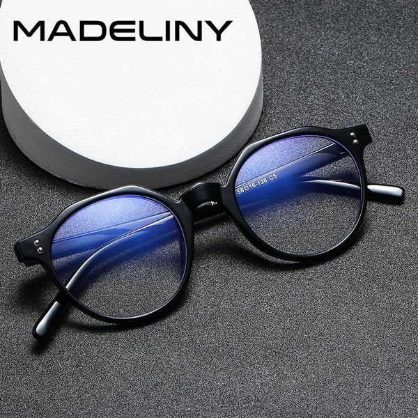 

fashion sunglasses frames madeliny 2021 blue light glasses men pc ultralight clear lenses optical eyeglasses frame women anti ray eyewear ma, Black