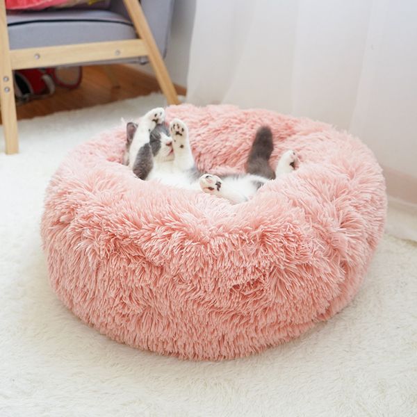 

Bonzerpet Dog Bed ong Soft Push Fur Deep Seep Dog Cat Washabe House Non-sip Round Cushion Coorfu Piow Mat Pet Sofa