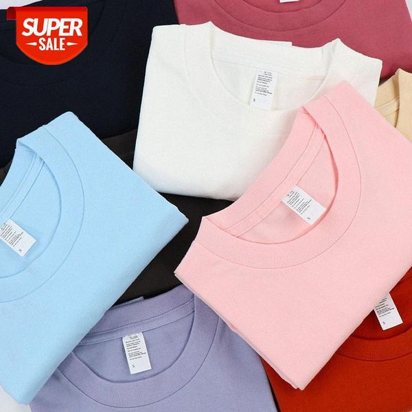 

250g japanese heavyweight loose cotton short-sleeved t-shirt men's tide seamless white bottoming shirt pure #ey9b, White;black