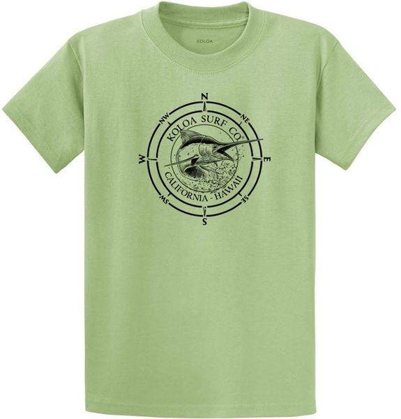 

koloa surf black marlin logo heavyweight cotton t-shirt-pistachio/b-5xl, White;black