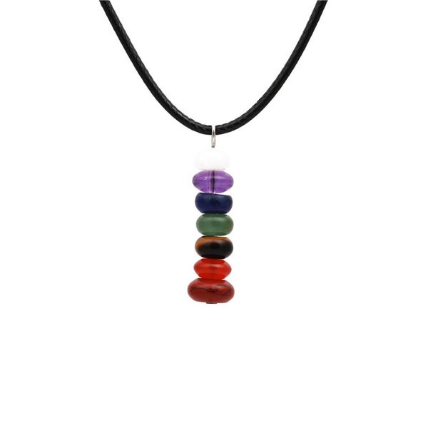 7 Chakra Stone Natural Crystal Pingente Colar Para As Mulheres Homens Irregular Frisado Drusy Quartz Jóias