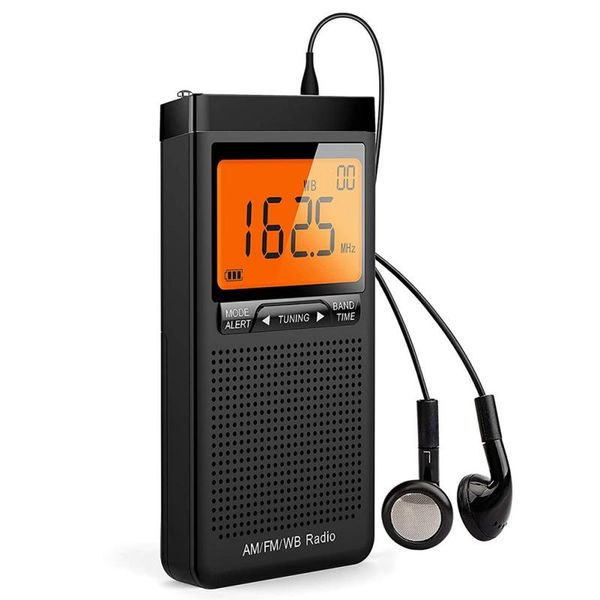 

radio emergency pocket noaa am fm weather compact portable auto-search battery hand-cranked