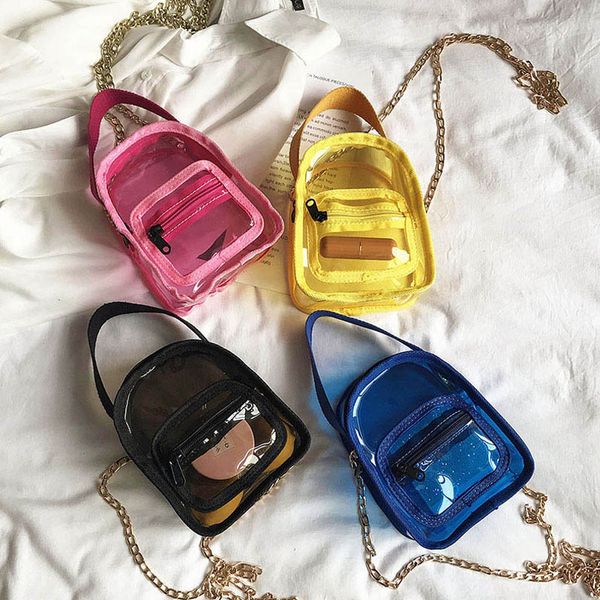 

girls handbags baby bags kids accessories summer jelly slanted chain childrens mini beach shoulder messenger bag fashion purses b7211, Black
