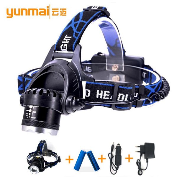 

2021 new zoom rechargeable headlight 18650 led headlamp waterproof xm-l t6 2000lm head lamp light for camping fishing