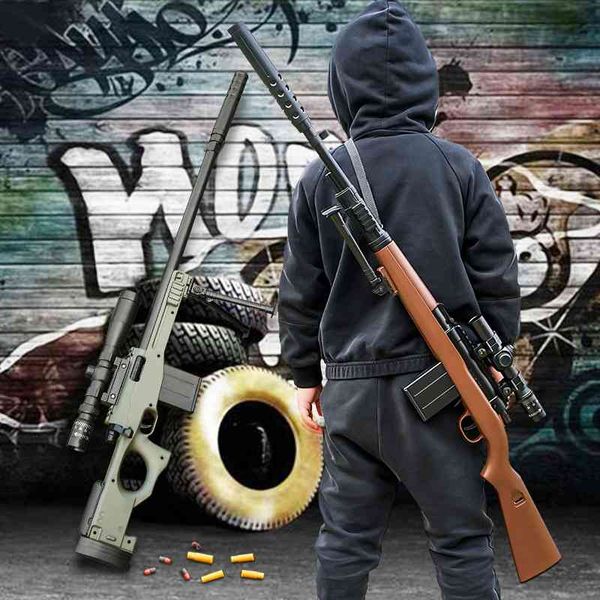 

98k manual pull bolt shell throwing soft bullet large awm sniper grab chicken equipment simulation boy toy gun
