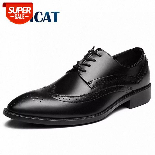 

vancat brand classic man pointed toe dress shoes mens patent leather black brogue shoes wedding oxford formal #rw3w