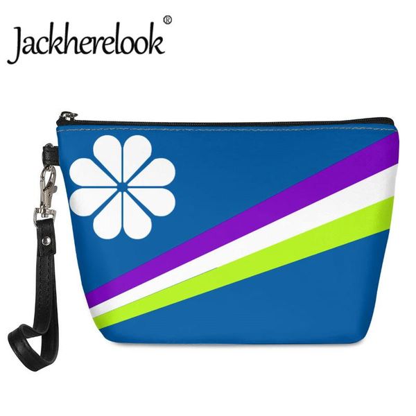 

jackherelook polynesian tribal island kwajalein flag design stylish womens zipper pu cosmetic bags female multi-functional bags