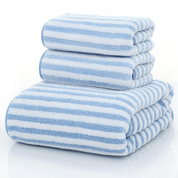

towel super absorbent stripe bath microfiber soft hand face hair cleaning lint-home striped shower towels bathroom