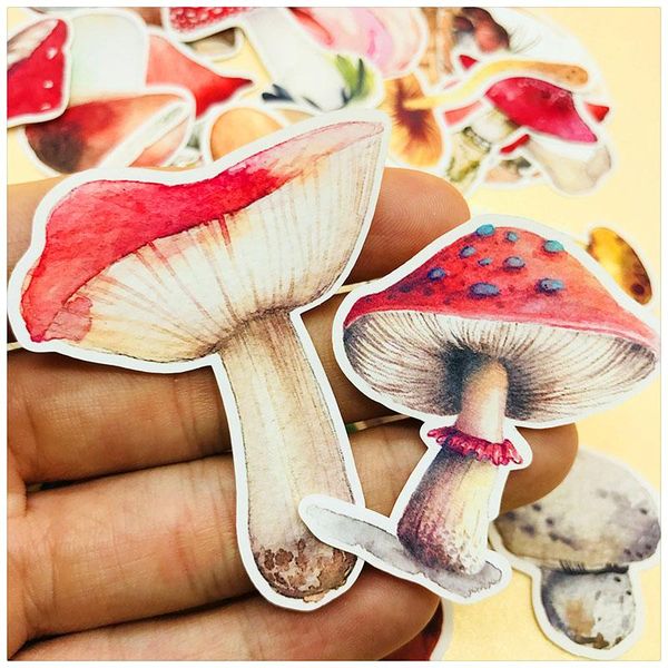 

gift wrap watercolor hand-painted mushroom stickers autumn rain after the plant diy scrapbook diary card decoration