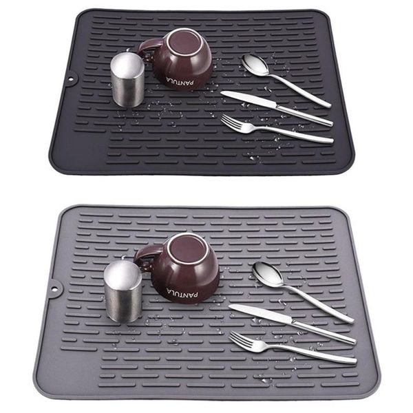 

kitchen storage & organization 40x30cm silicone drain mat drying dishes pad heat resistant slip-proof tray set folding massage mats for dish