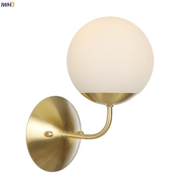 

wall lamp iwhd nordic style copper beside bedroom bathroom mirror light glass ball sconce applique murale luminaire